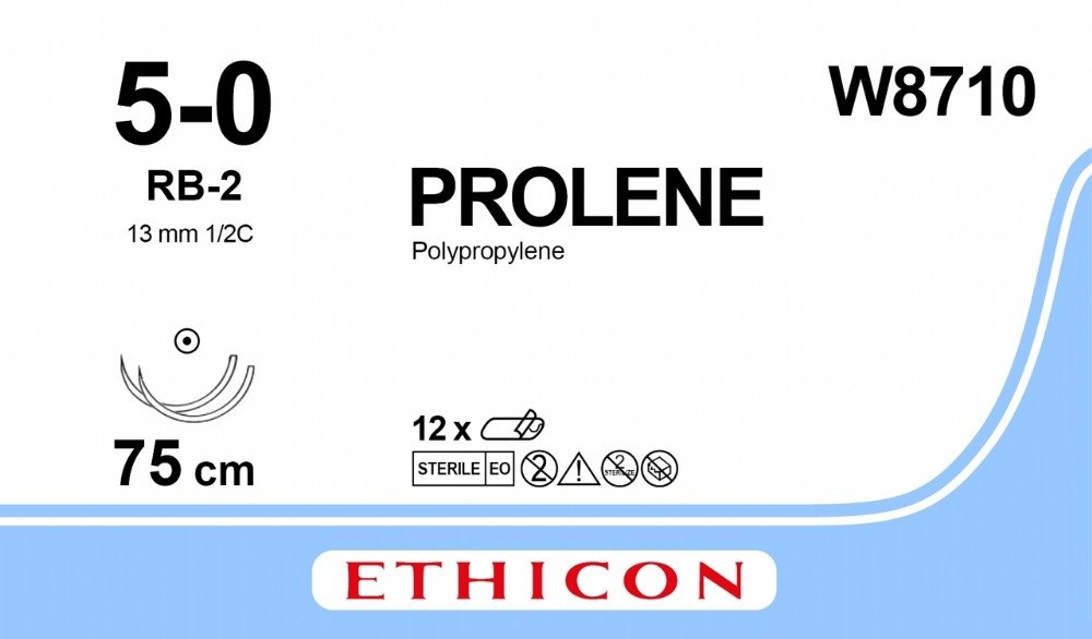 PROLENE™ Polypropylene Suture, Non-Absorbable Blue, Suture Size: 5-0 Length: 75cm Needle: RB-2