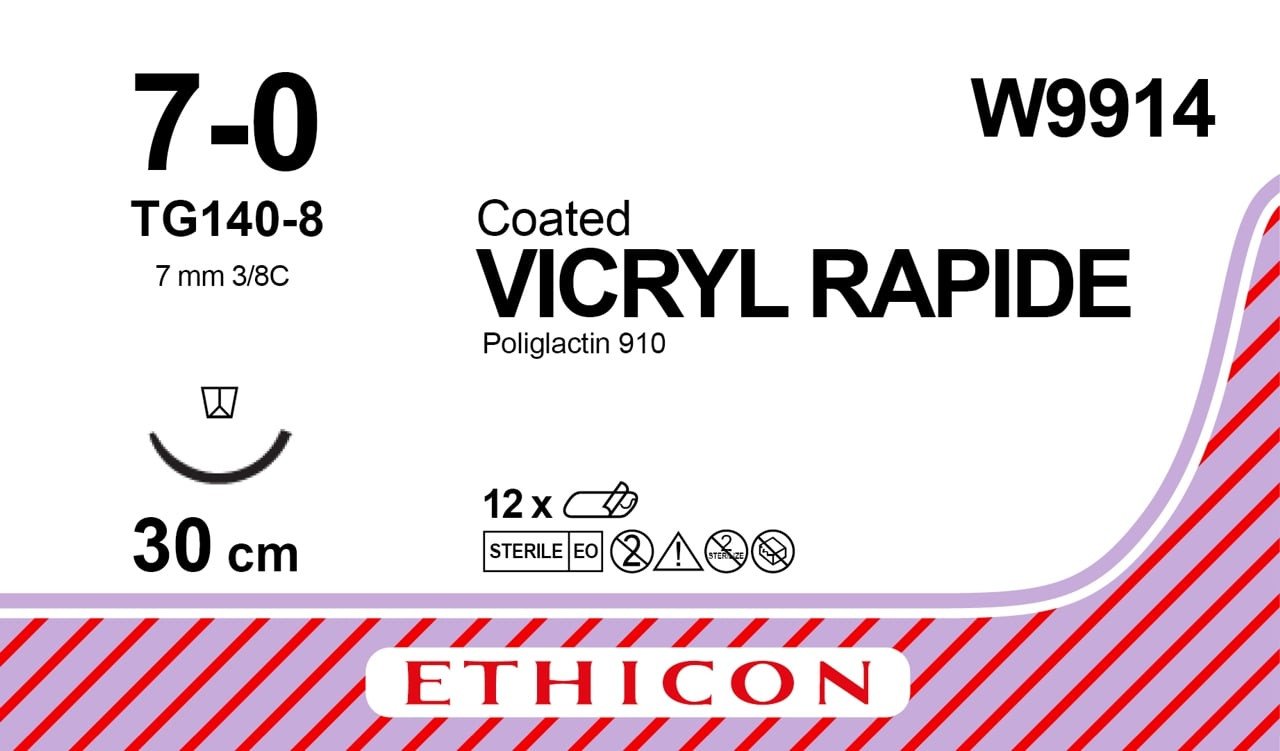 VICRYL RAPIDE® (polyglactin 910) Suture, Absorbable Violet, Suture Size: 7-0 Length: 30cm Needle: TG-140-8