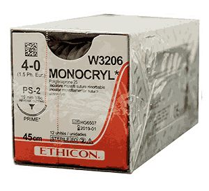 MONOCRYL™ (poliglecaprone 25) Suture, Absorbable Undyed, Suture Length: 45cm Needle: PS-2
