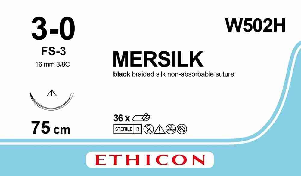 PERMAHAND™ Silk Suture Non-Absorbable Black, Suture Length: 75cm Needle: FS-3