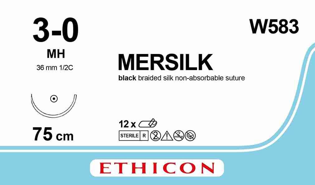 PERMAHAND™ Silk Suture, Non-Absorbable Black, Suture Length: 75cm Needle: MH