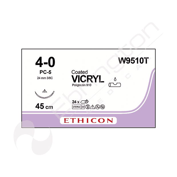 VICRYL® (polyglactin 910) Suture, Absorbable Undyed, Suture Length: 45cm Needle: PC-5