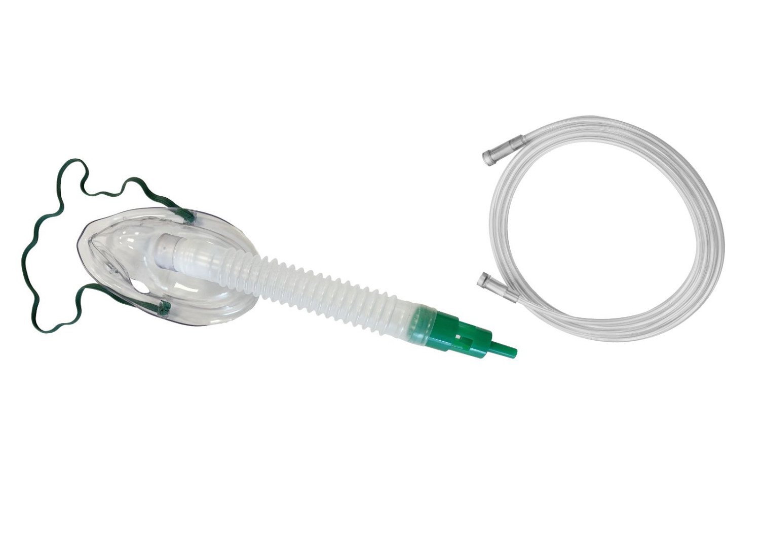 Image of AirX Venturi Oxygen Face Mask 60% Green (Fixed Concentration)  with Tubing 2.1m Crush & Kink Resistant & Strap