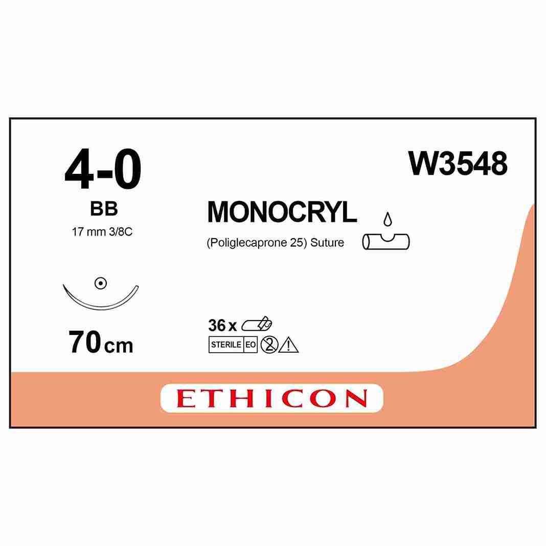 MONOCRYL™ (poliglecaprone 25) Suture, Absorbable Violet, Suture Length: 70cm Needle: BB
