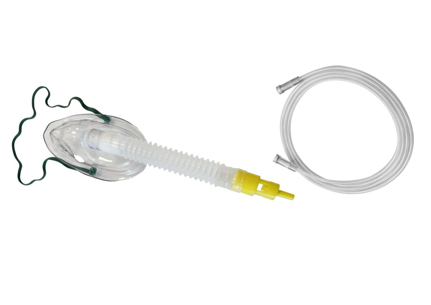 Image of AirX Venturi Oxygen Face Mask 35% Yellow (Fixed Concentration) with Tubing 2.1m Crush & Kink Resistant & Strap