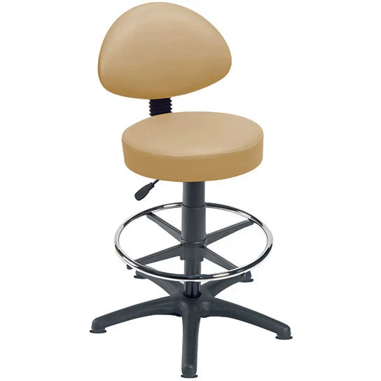 Image of High Level Gas Lift Stool, Back Rest, Foot Ring, Glides