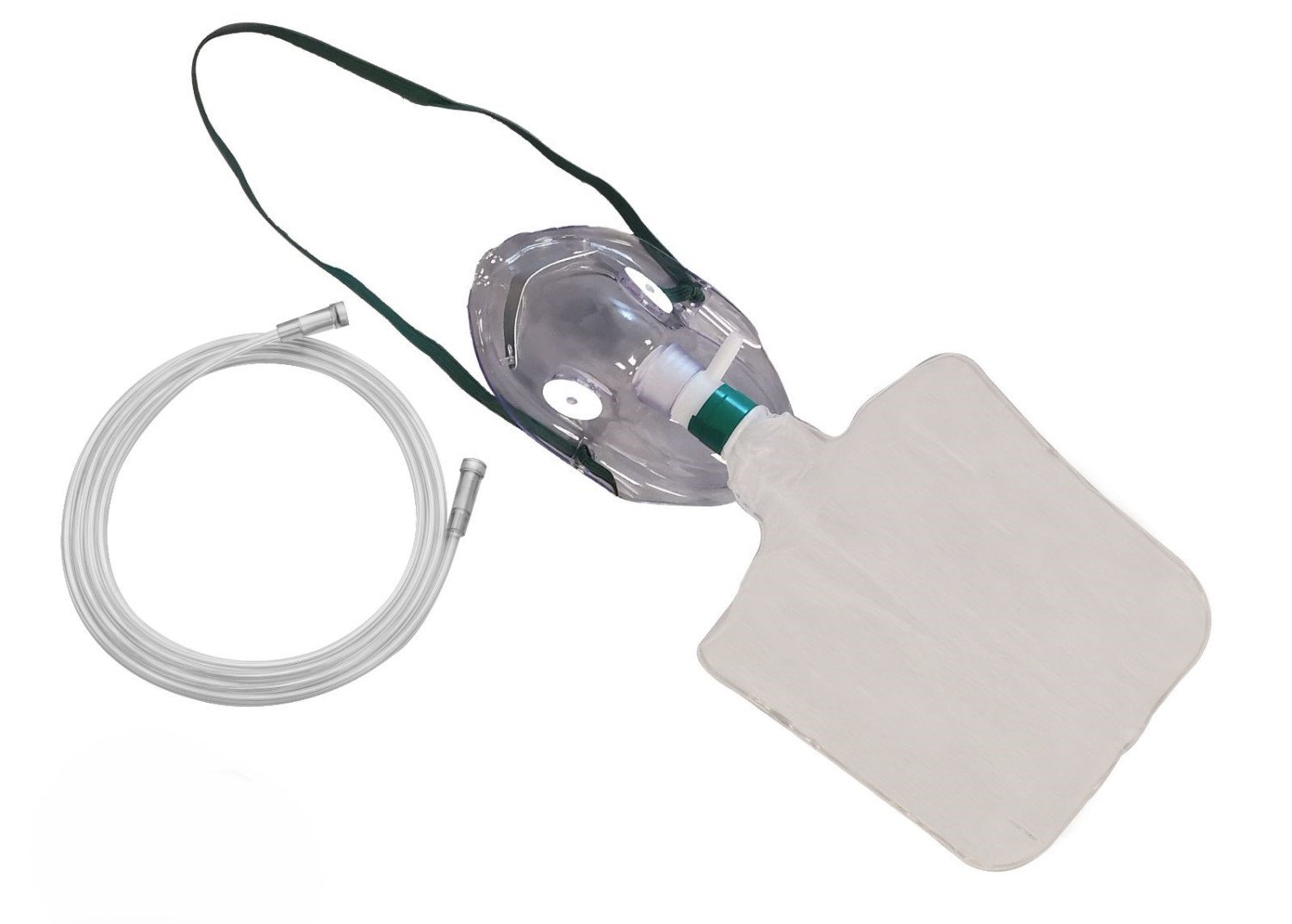 Image of AirX Non-Rebreathing Oxygen Face Mask with Tubing 2.1m Crush & Kink Resistant, & Headstrap with 360° Swivel Connector - (High Concentration)