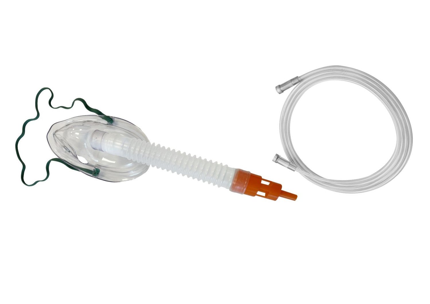 Image of AirX Venturi Oxygen Face Mask 31% Orange (Fixed Concentration) with Tubing 2.1m Crush & Kink Resistant & Strap