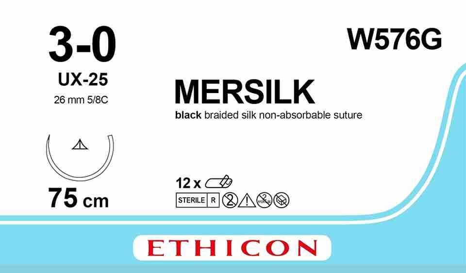 PERMAHAND™ Silk Suture, Non-Absorbable Black, Suture Length: 45cm Needle: UX-25