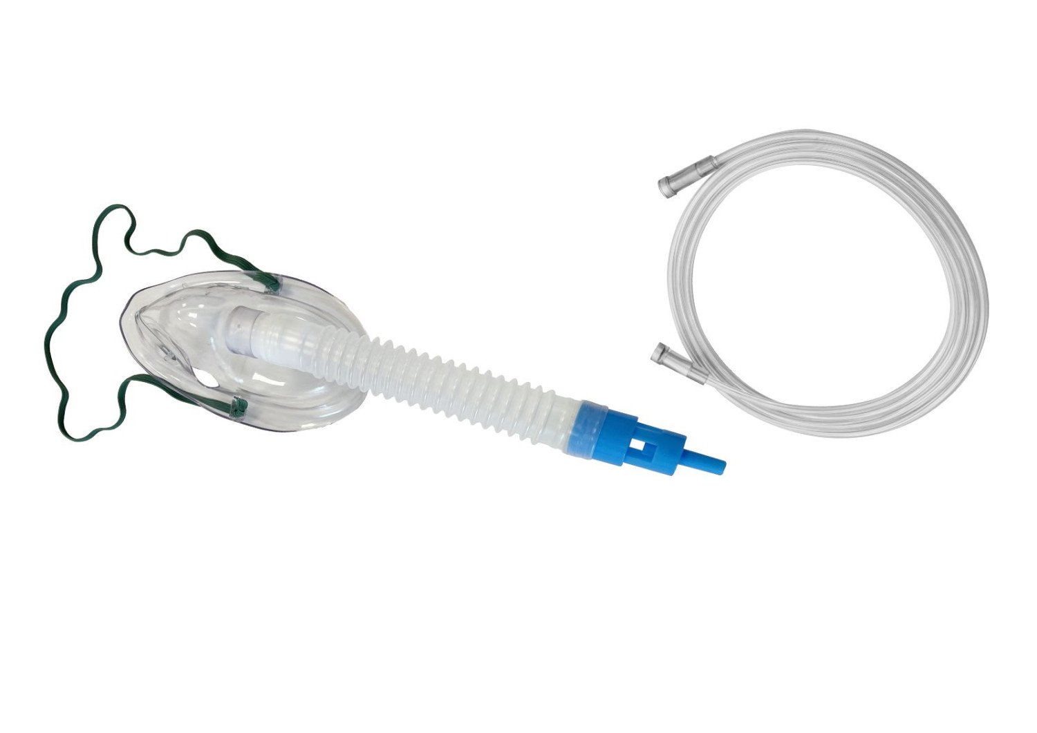 Image of AirX Venturi Oxygen Face Mask 24% Blue (Fixed Concentration) with Tubing 2.1m Crush & Kink Resistant & Strap
