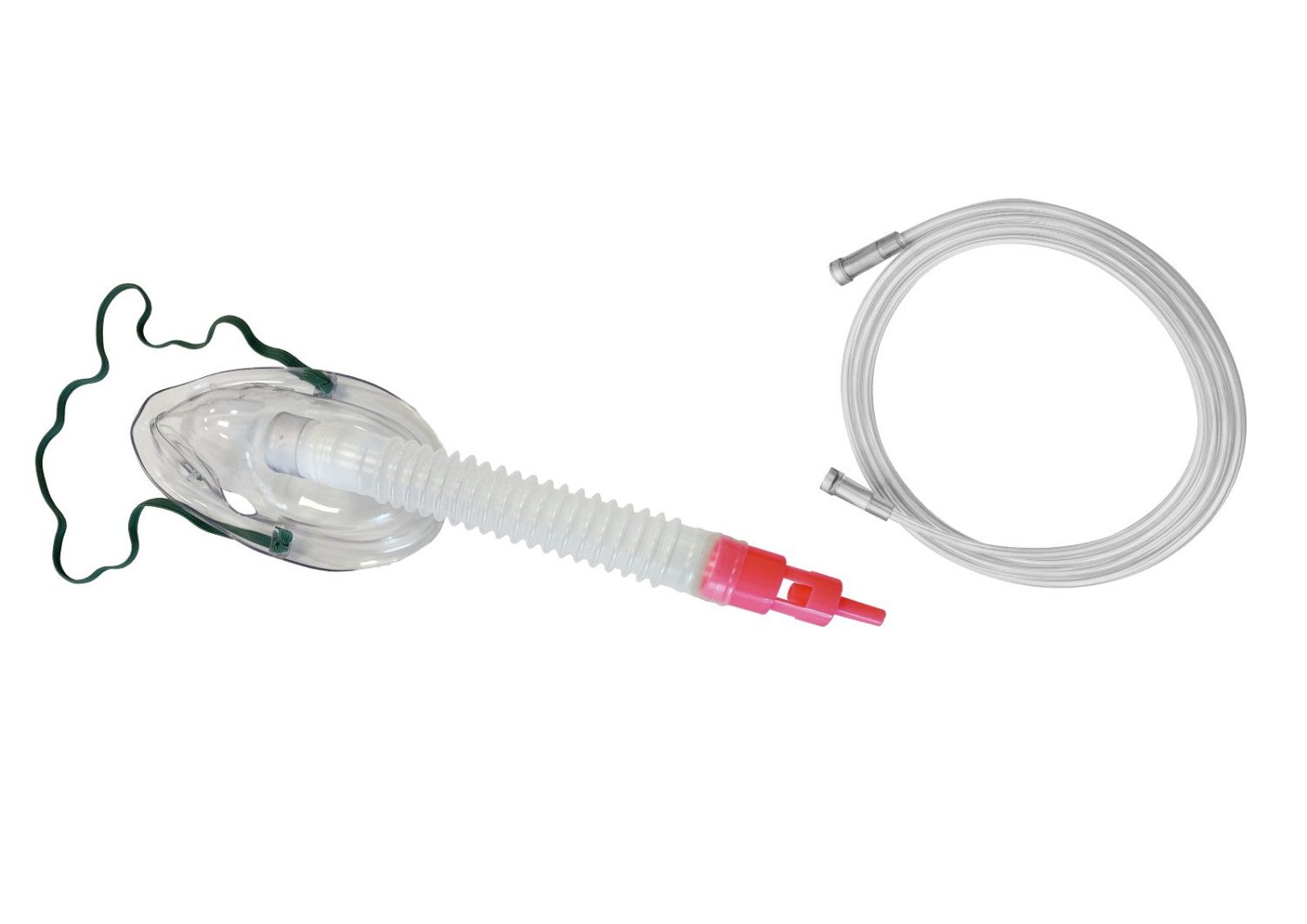 Image of AirX Venturi Oxygen Face Mask 50% Pink (Fixed Concentration) with Tubing 2.1m Crush & Kink Resistant & Strap