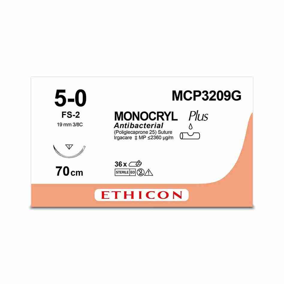 MONOCRYL® (poliglecaprone 25) Suture, Absorbable Undyed, Suture Size: 5-0 Length: 70cm Needle: FS-2
