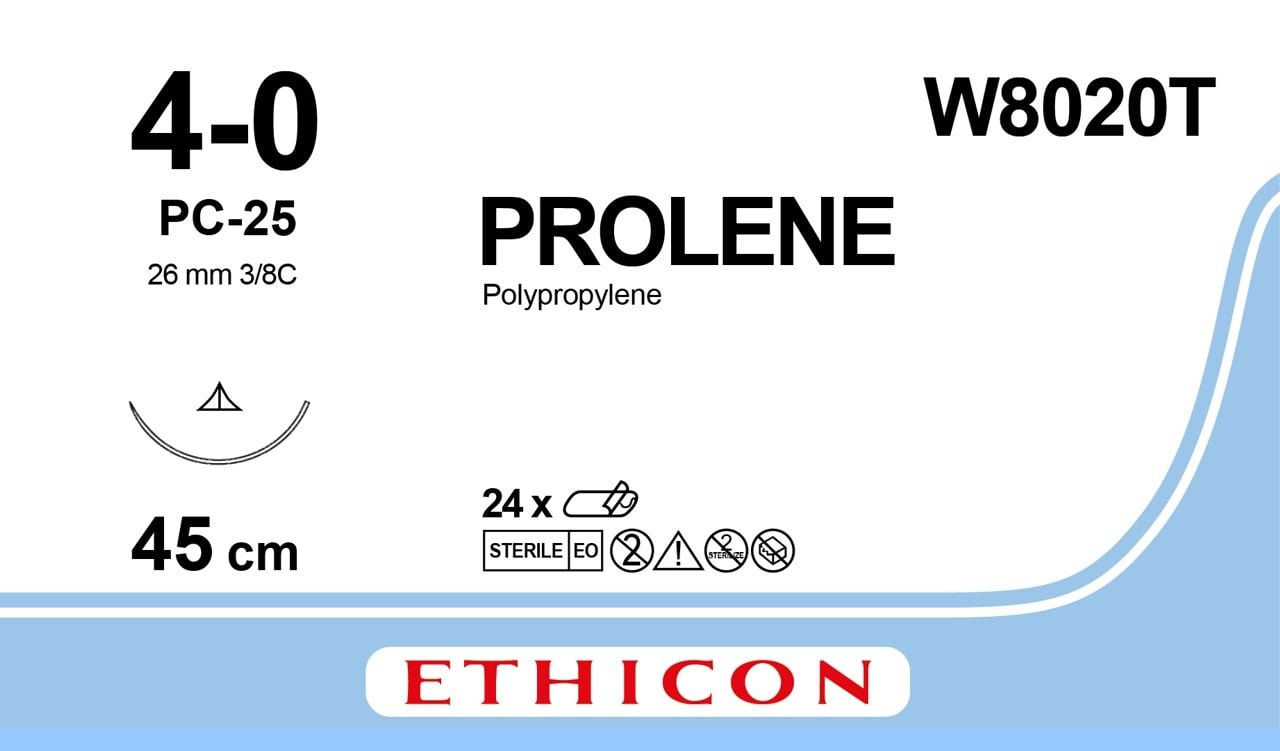 PROLENE™ Polypropylene Suture, Non-Absorbable Blue, Suture Length: 45cm Needle: PC-26 PRIME