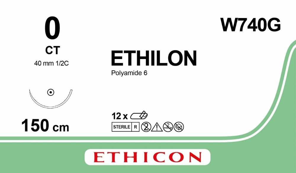 ETHILON® Nylon Suture, Non-Absorbable Black, Suture Size: 0 Length: 150cm Needle: CT