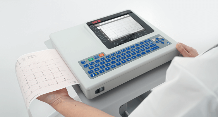 Image of seca CT8000P-2 A4 12 lead ECG machine with WiFi, advanced interpretation, 8" colour LCD and electrode placement adviser